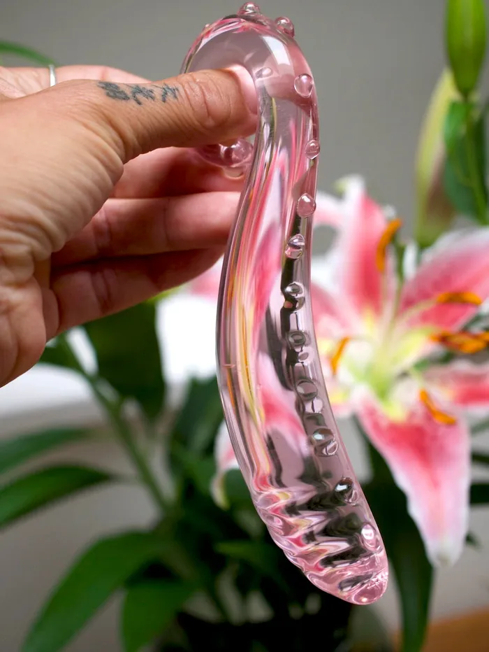 thearterotic Dildos THE PINK NYMPH Pink Glass curved G spot dildo