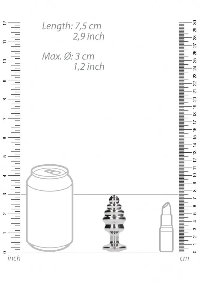 Ribbed Diamond Plug 275 Inch Silver Shots America Anal
