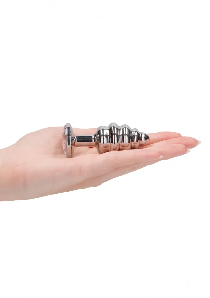 Ribbed Diamond Plug 275 Inch Silver Shots America Anal