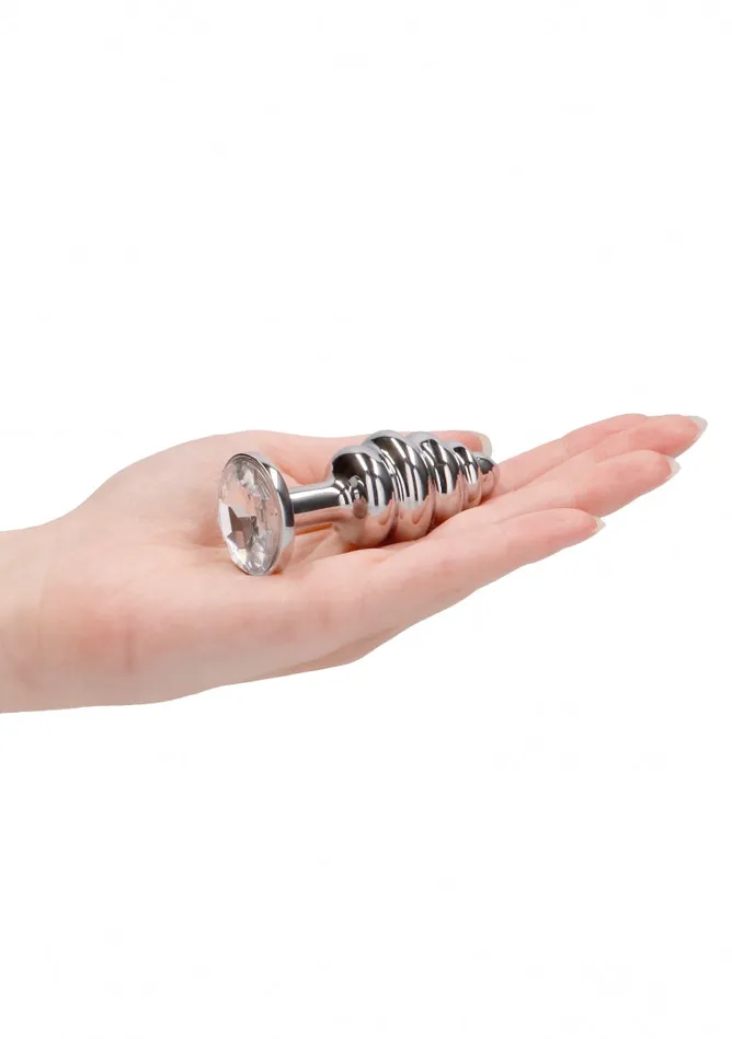 Ribbed Diamond Plug 275 Inch Silver Shots America Anal