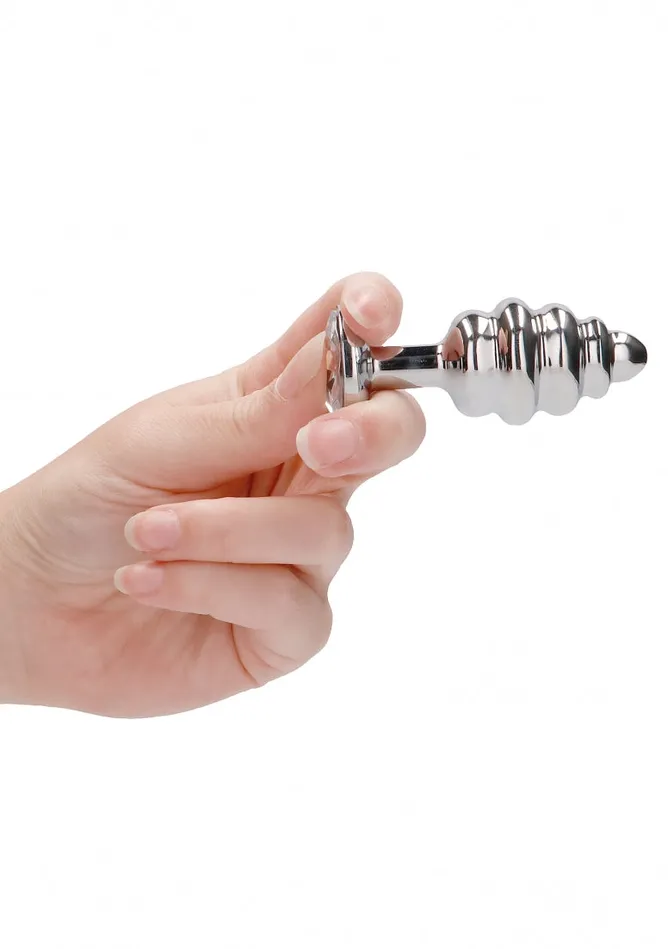 Ribbed Diamond Plug 275 Inch Silver Shots America Anal