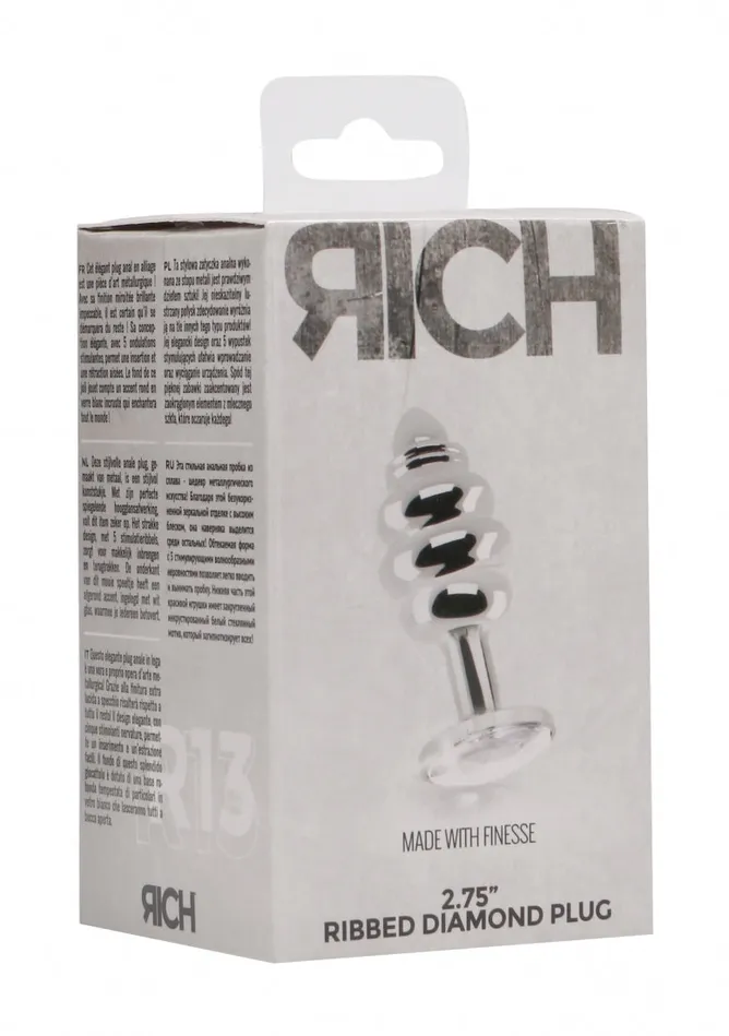 Ribbed Diamond Plug 275 Inch Silver Shots America Anal